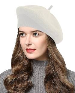 Yutdeng Strick Barrett Mütze Damen Französischen Beret Mode Baskenmütze Vintage Basken Hüte Gestrickt Beanie Weich Franzosen Wintermütze Warm Schirmmütze Herbst Winter Elegant,Beige,One Size von Yutdeng