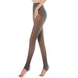 Yutdeng Strumpfhosen Damen Warme Thermo Strumpfhose Gefüttert Transparent ohne Zehen Fleece Tights Translucent Plüschstrümpfe Bauchweg Feinstrumpfhose Thermostrumpfhose, Schwarz, 90g von Yutdeng