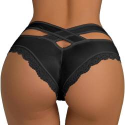 Yutdeng Unterhosen Damen Sexy Slips Damen Weich Unterwäsche Frauen Spitze Pantys Niedrige Taille String Tanga Eisseide Höschen Baumwolle Underwear Atmungsaktiv Slip Bequem Panties Stretch Bikini Panty von Yutdeng