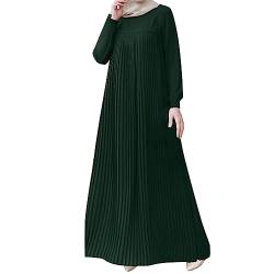 Yuwegr Damen Kleider Langarm Muslim Kleid Frauen Robe Nationaler Stil Gedruckt Große Größen Lange Ärmel Maxikleid (A12-Green, XXXL) von Yuwegr