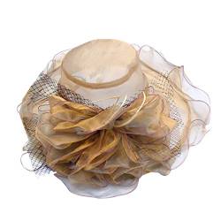 Yuwegr Frauen Derby Hut Kentucky Party Kirche Cap Sonnenhüte UV Schutz Outdoor Mode Elegant Hochzeit Mützen (Khaki) von Yuwegr