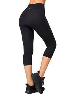 Yvette Capri Leggings mit Taschen für Frauen Hohe Taille Workout Leggings Butt Lifting Bauchkontrolle Damen Leggings, schwarz, Mittel von Yvette