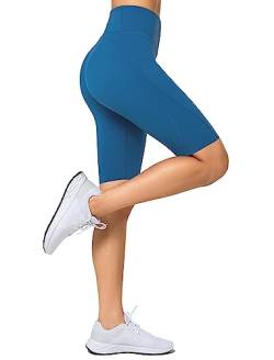 Yvette Damen Radlerhose(Recycle Fabric) Kurze Leggings Sporthose high Waist Blickdicht Shorts, Blau, M von Yvette