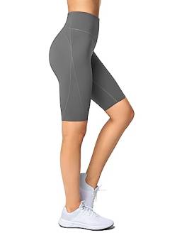 Yvette Damen Radlerhose(Recycle Fabric) Kurze Leggings Sporthose high Waist Blickdicht Shorts, Grau, S von Yvette