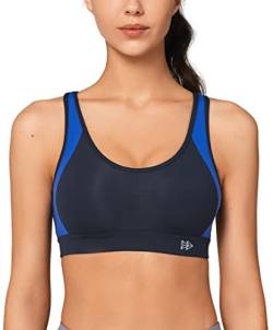 Yvette Damen Sport BH Starker Halt Große Größe Gekreuzt Rücken Gepolstert Fitness Lauf Joggen Yoga Bra,Navy,75B von Yvette