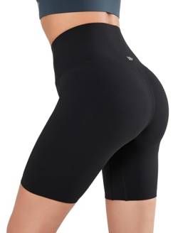 Yvette Damen kurz Sport Leggings Radlerhose high Waist Sporthose Shorts, Schwarz, L von Yvette