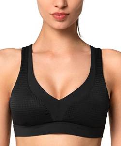 Yvette Sport BH Starker Halt Große Größe Gekreuzt Rücken Ohne Bügel Bustier für Fitness Lauf Yoga Joggen,Schwarz,XL Große Größen von Yvette