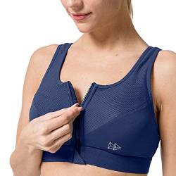 Yvette Sport BH Starker Halt mit Vorderverschluss, Große Größen Fitness Lauf Sports Bra,Navy,70B von Yvette