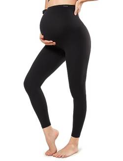 Yvette Umstandsleggings über dem Bauch, hohe Taille, Stretch, Schwangerschaft, Yogahose, nicht durchsichtig, butterweich, Schwarz, Groß von Yvette