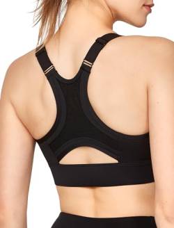 Yvette Verstellbar Damen Sport BH Starker Halt mit Vorderverschluss Große Größen Lauf Fitness Bra, Schwarz, XL von Yvette