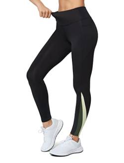 Yvette Workout-Leggings mit Taschen für Frauen, hohe Taille, Bauchkontrolle, nicht durchsichtig, Laufhose, schwarz, Klein von Yvette