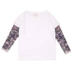 Yyyuluo T-Shirts Tattoo-Ärmel Kind - Kinder Langarm Oberteile Mesh Tattoos Druck Kleidung Baby T-Shirt Jungen Rundkragen Oberteil Lässig Outfit Hip Hop Tops Weiß 18-24 Monate von Yyyuluo