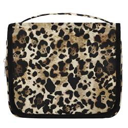 Abstraktion Leopard h?ngende Reise-Kulturtasche f¨¹r Frauen, Leopardenmuster, tragbare Reise-Make-up-Tasche, wasserabweisende Reisetasche und Organizer, Kosmetik-Zubeh?r, Mehrfarbig/Meereswellen von Yzrwebo