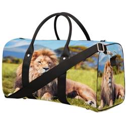 Animal Lion Travel Duffle Bag for Men Women African 3D Lion Overnight Weekender Bag Foldable Travel Duffel Bag Large Sports Gym Bag Waterproof Luggage Tote Bag Tear Resistant, Mehrfarbig, 17.4 x 8.3 x von Yzrwebo