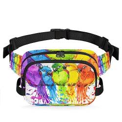 Aquarell Papagei Fanny Packs Gürteltasche für Frauen Mann Bunte Papagei Hüfttasche Mode Crossbody Tasche Hüfte Bauchtasche mit verstellbarem Gurt für Outdoor Workout Casual Reisen Laufen Wandern von Yzrwebo