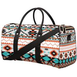 Aztec Geometrische Reisetasche für Männer Frauen Bohemia Texturen Übernachtung Weekender Tasche Faltbare Reise Duffel Bag Große Sport Gym Bag Wasserdicht Gepäck Tragetasche Reißfest, Mehrfarbig, 17.4 von Yzrwebo