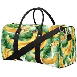 Banana Pattern Travel Duffle Bag for Men Women Banana Leaves Overnight Weekender Bag Foldable Travel Duffel Bag Large Sports Gym Bag Waterproof Luggage Tote Bag Tear Resistant, Mehrfarbig, 17.4 x 8.3 von Yzrwebo