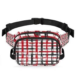 Buffalo Check Fanny Packs Gürteltasche für Damen Mann Kariert Plaid Hüfttasche Mode Crossbody Tasche Hüfte Bauchtasche mit verstellbarem Gurt für Outdoor Workout Casual Reisen Laufen Wandern von Yzrwebo