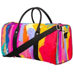 Bunte Reisetasche für Männer Frauen Regenbogen Ölgemälde Übernachtung Wochenender Tasche Faltbare Reise Duffel Bag Große Sport Gym Bag Wasserdichte Gepäck Tragetasche Reißfest, Mehrfarbig, 17.4 x 8.3 von Yzrwebo