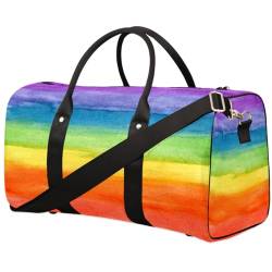 Bunte Streifen Reisetasche für Männer Frauen Kunst Regenbogen Übernachtung Weekender Tasche Faltbare Reise Duffel Bag Große Sport Gym Bag Wasserdichte Gepäck Tragetasche Reißfest, Mehrfarbig, 17.4 x von Yzrwebo