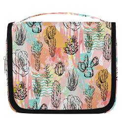 Cactuses Sukkulenten h?ngende Reise-Kulturbeutel f¨¹r Frauen, Aquarell-Schublade, tragbare Reise-Make-up-Tasche, wasserabweisende Reisetasche und Organizer-Kulturbeutel f¨¹r Kosmetikartikel, Zubeh?r von Yzrwebo