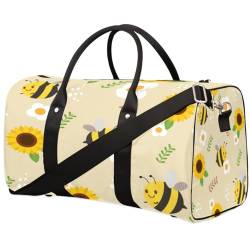 Cartoon Bee Travel Duffle Bag for Men Women Sunflower Flower Overnight Weekender Bag Foldable Travel Duffel Bag Large Sports Gym Bag Waterproof Luggage Tote Bag Tear Resistant, Mehrfarbig, 17.4 x 8.3 von Yzrwebo