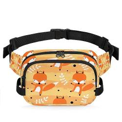 Cartoon Fox Fanny Packs Gürteltasche für Frauen Mann Tier Fuchs Blätter Hüfttasche Mode Crossbody Tasche Hüfte Bauchtasche mit verstellbarem Gurt für Outdoor Workout Casual Reisen Laufen Wandern von Yzrwebo