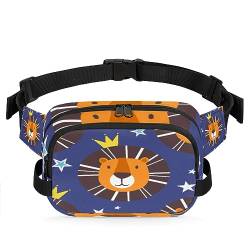 Cartoon Lion King Fanny Packs Gürteltasche für Frauen Mann Löwengesichter Hüfttasche Mode Crossbody Tasche Hip Bauchtasche mit verstellbarem Gurt für Outdoor Workout Casual Reisen Laufen Wandern von Yzrwebo