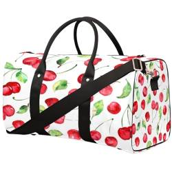 Cherry Pattern Travel Duffle Bag for Men Women Cherry Overnight Weekender Bag Foldable Travel Duffel Bag Large Sports Gym Bag Waterproof Luggage Tote Bag Tear Resistant, Mehrfarbig, 17.4 x 8.3 x 9.5 von Yzrwebo