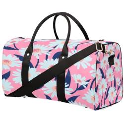 Daisy Floral Travel Duffle Bag for Men Women Daisy Pink Overnight Weekender Bag Foldable Travel Duffel Bag Large Sports Gym Bag Waterproof Luggage Tote Bag Tear Resistant, Mehrfarbig, 17.4 x 8.3 x 9.5 von Yzrwebo