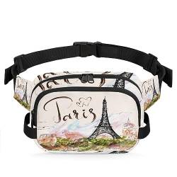 Eiffelturm Paris Bauchtasche Gürteltasche für Frauen Mann Turm Paris Hüfttasche Mode Crossbody Tasche Hip Bauchtasche mit verstellbarem Gurt für Outdoor Workout Casual Reisen Laufen Wandern Radfahren, von Yzrwebo