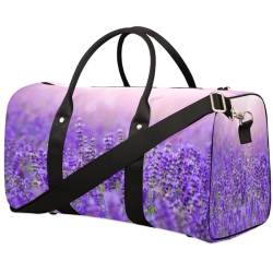 Floral Lavender Travel Duffle Bag for Men Women Purple Lavender Overnight Weekender Bag Foldable Travel Duffel Bag Large Sports Gym Bag Waterproof Luggage Tote Bag Tear Resistant, Mehrfarbig, 17.4 x von Yzrwebo