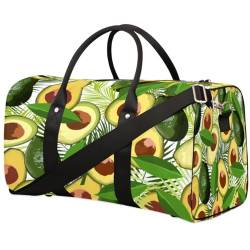 Fruit Avocado Travel Duffle Bag for Men Women Palm Leave Overnight Weekender Bag Foldable Travel Duffel Bag Large Sports Gym Bag Waterproof Luggage Tote Bag Tear Resistant, Mehrfarbig, 17.4 x 8.3 x von Yzrwebo