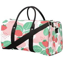 Fruit Strawberry Travel Duffle Bag for Men Women Strawberry Leaf Overnight Weekender Bag Foldable Travel Duffel Bag Large Sports Gym Bag Waterproof Luggage Tote Bag Tear Resistant, Mehrfarbig, 17.4 x von Yzrwebo