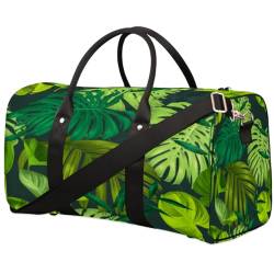 Green Palm Leave Travel Duffle Bag for Men Women Tropical Leaves Overnight Weekender Bag Foldable Travel Duffel Bag Large Sports Gym Bag Waterproof Luggage Tote Bag Tear Resistant, Mehrfarbig, 17.4 x von Yzrwebo