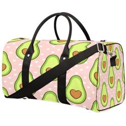 Grüne Avocado Reisetasche für Männer Frauen Liebe Herzen Übernachtung Weekender Tasche Faltbare Reise Duffel Bag Große Sport Gym Bag Wasserdichte Gepäck Tragetasche Reißfest, Mehrfarbig, 17.4 x 8.3 x von Yzrwebo