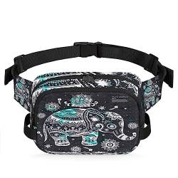 Indian Tribe Elephant Fanny Packs Gürteltasche für Frauen Mann Elefant Hüfttasche Mode Crossbody Tasche Hüfte Bauchtasche mit verstellbarem Gurt für Outdoor Workout Casual Reisen Laufen Wandern von Yzrwebo