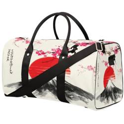 Japanese Mount Fuji Travel Duffle Bag for Men Women Sun Cherry Flower Overnight Weekender Bag Foldable Travel Duffel Bag Large Sports Gym Bag Waterproof Luggage Tote Bag Tear Resistant, Mehrfarbig, von Yzrwebo