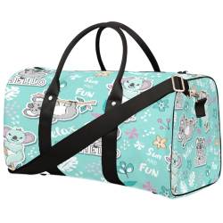 Lustige Koala Reisetasche für Männer Frauen Tropische Palme Übernachtung Weekender Tasche Faltbare Reise Duffel Bag Große Sport Gym Bag Wasserdichte Gepäck Tragetasche Reißfest, Mehrfarbig, 17.4 x 8.3 von Yzrwebo