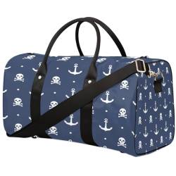 Navy Anchor Travel Duffle Bag for Men Women Skull Overnight Weekender Bag Foldable Travel Duffel Bag Large Sports Gym Bag Waterproof Luggage Tote Bag Tear Resistant, Mehrfarbig, 17.4 x 8.3 x 9.5 von Yzrwebo