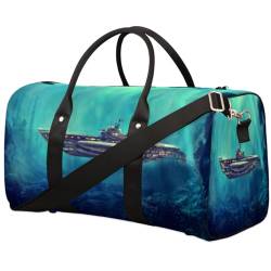 Ocean Submarine Travel Duffle Bag for Men Women Sea U-Boot Overnight Weekender Bag Foldable Travel Duffel Bag Large Sports Gym Bag Waterproof Luggage Tote Bag Tear Resistant, Mehrfarbig, 17.4 x 8.3 x von Yzrwebo