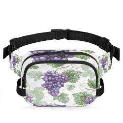 Painted Grape Fanny Packs Gürteltasche für Damen Mann Lila Traube Hüfttasche Mode Crossbody Tasche Hüfte Bauchtasche mit verstellbarem Gurt für Outdoor Workout Casual Reisen Laufen Wandern Radfahren, von Yzrwebo