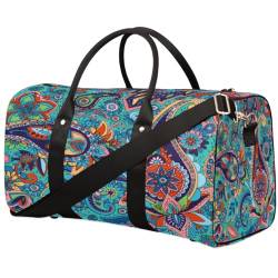 Paisley Floral Travel Duffle Bag for Men Women Bohemian Style Overnight Weekender Bag Foldable Travel Duffel Bag Large Sports Gym Bag Waterproof Luggage Tote Bag Tear Resistant, Mehrfarbig, 17.4 x 8.3 von Yzrwebo