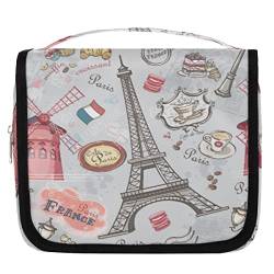 Paris Eiffelturm h?ngende Reise-Kulturtasche f¨¹r Frauen, romantische Paris, tragbare Reise-Make-up-Tasche, wasserabweisende Reisetasche und Organizer-Kulturbeutel f¨¹r Kosmetikartikel, Zubeh?r von Yzrwebo