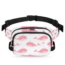 Pink Cute Whale Fanny Packs Gürteltasche für Frauen Mann Ozean Muscheln Hüfttasche Mode Crossbody Tasche Hip Bauchtasche mit verstellbarem Gurt für Outdoor Workout Casual Reisen Laufen Wandern von Yzrwebo