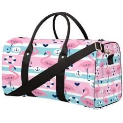 Pink Flamingo Travel Duffle Bag for Men Women Lifebuoy Anchor Overnight Weekender Bag Foldable Travel Duffel Bag Large Sports Gym Bag Waterproof Luggage Tote Bag Tear Resistant, Mehrfarbig, 17.4 x 8.3 von Yzrwebo