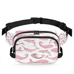 Pink Narwhale Delphin Fanny Packs Gürteltasche für Frauen Mann Wal Meerjungfrau Hüfttasche Mode Crossbody Tasche Hip Bauchtasche mit verstellbarem Gurt für Outdoor Workout Casual Reisen Laufen Wandern von Yzrwebo