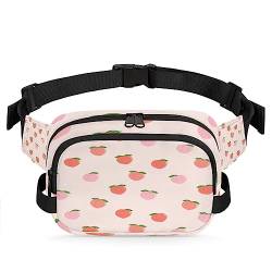 Pink Peach Fanny Packs Gürteltasche für Damen Mann Obst Pfirsich Hüfttasche Mode Crossbody Tasche Hip Bauchtasche mit verstellbarem Gurt für Outdoor Workout Casual Reisen Laufen Wandern Radfahren, von Yzrwebo