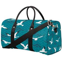 Seagull Bird Travel Duffle Bag for Men Women Ocean Waves Overnight Weekender Bag Foldable Travel Duffel Bag Large Sports Gym Bag Waterproof Luggage Tote Bag Tear Resistant, Mehrfarbig, 17.4 x 8.3 x von Yzrwebo