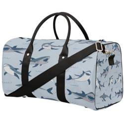 Shark Sea Animal Travel Duffle Bag for Men Women Shark Overnight Weekender Bag Foldable Travel Duffel Bag Large Sports Gym Bag Waterproof Luggage Tote Bag Tear Resistant, Mehrfarbig, 17.4 x 8.3 x 9.5 von Yzrwebo
